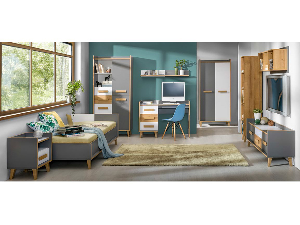 Werso - regál W3- dub riviera/bílá briliantová/antracyt