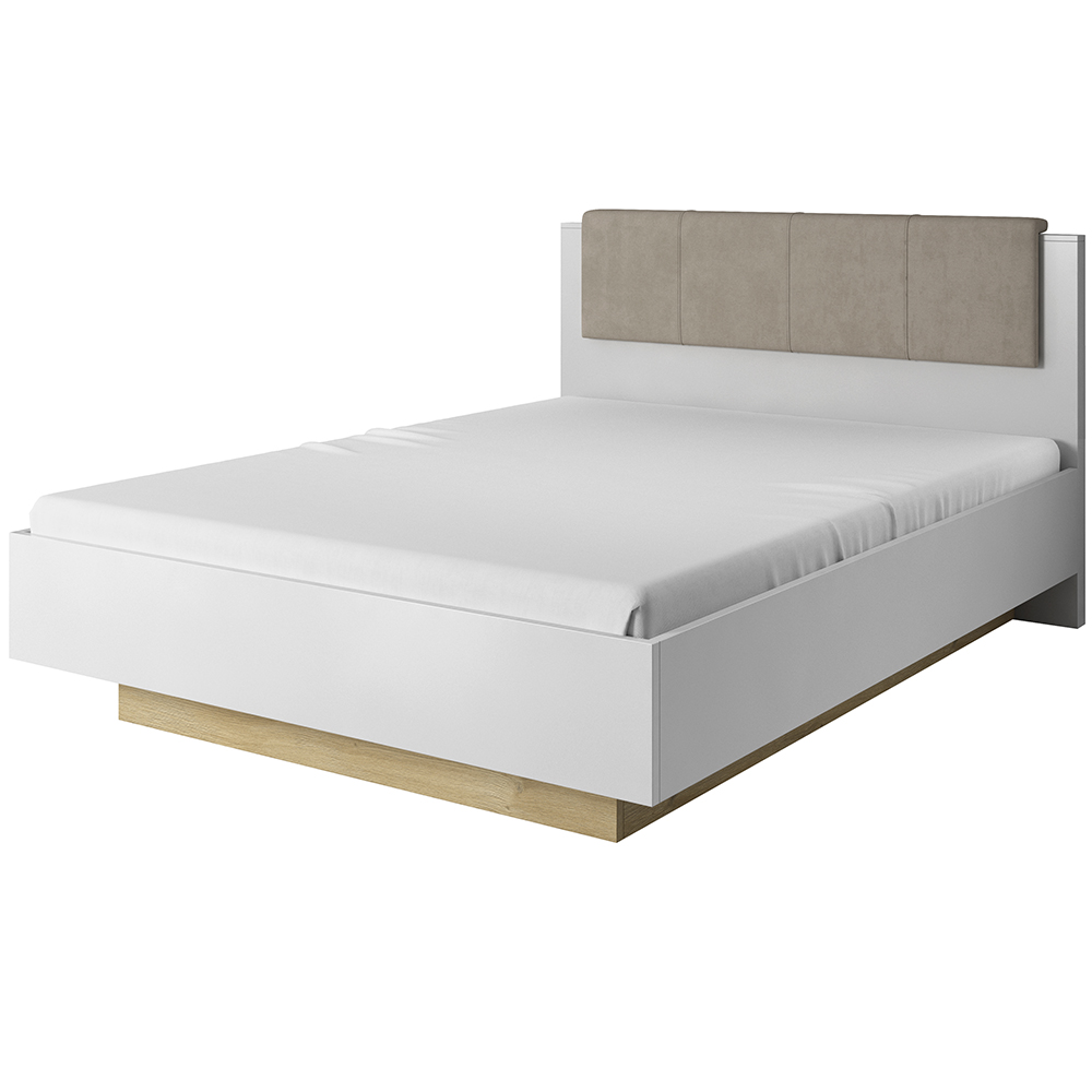 ARCO | postel dvoulůžko 160 | 160x200 cm | bílá mat/lesk/dub grandson