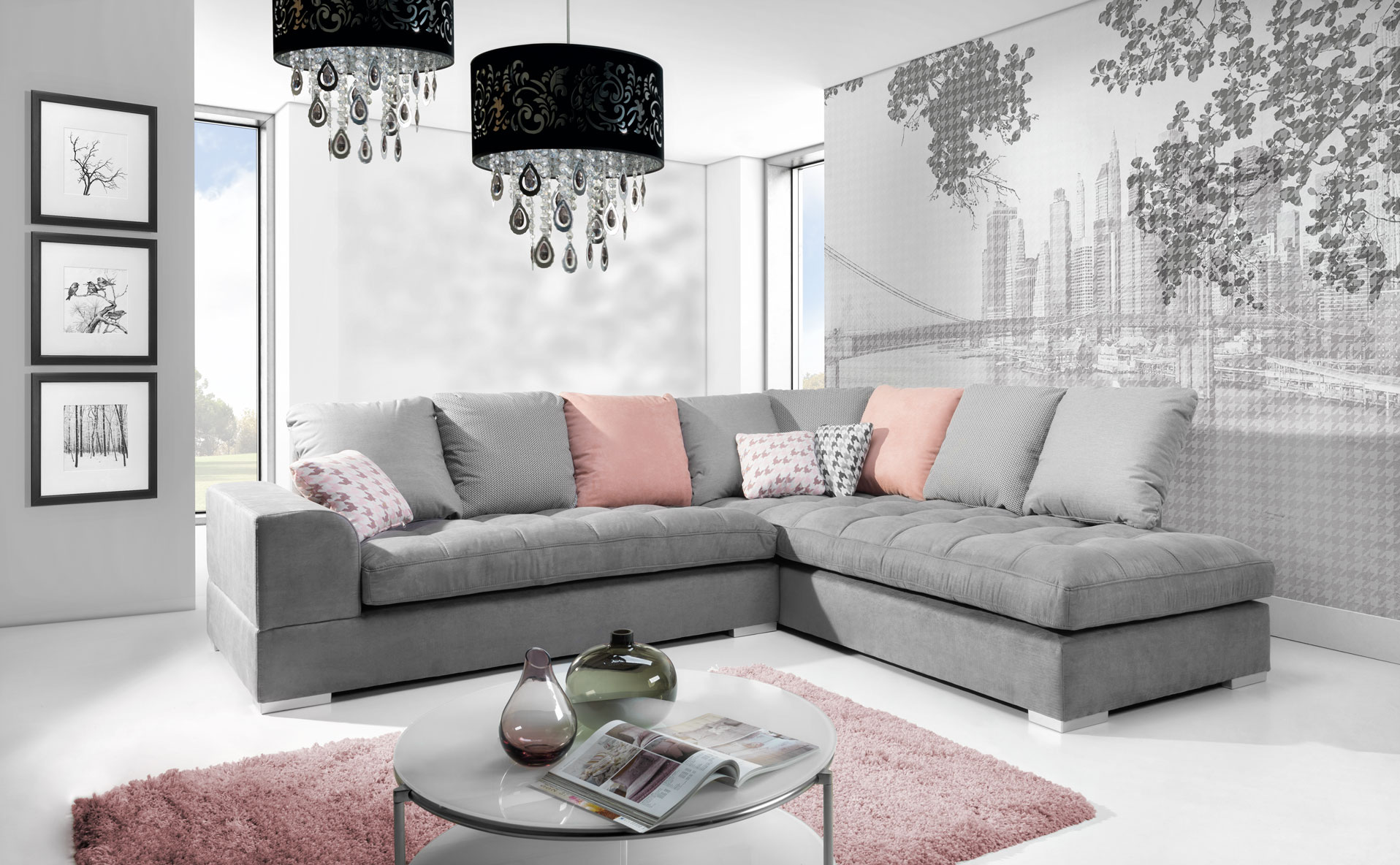 Sedací souprava Fano - 291x245 cm - nerozkládací + bez úložného prostoru - VÝBĚR TKANIN