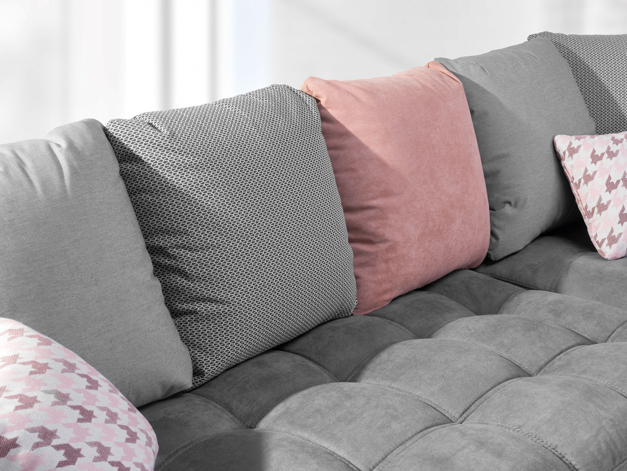 Sedací souprava Fano - 291x245 cm - nerozkládací + bez úložného prostoru - VÝBĚR TKANIN