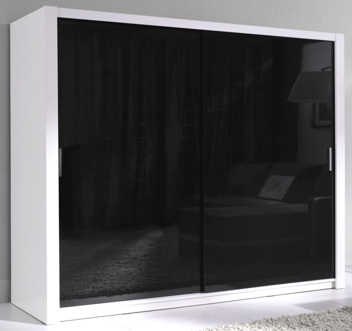 Šatní skříň Gibi 180 - bílé sklo - více kombinací