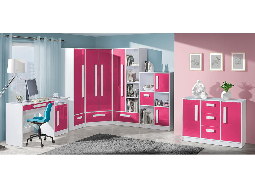 Guliver r | šatní skříň 1 | růžová lesk | RŮZNÉ ÚCHYTY