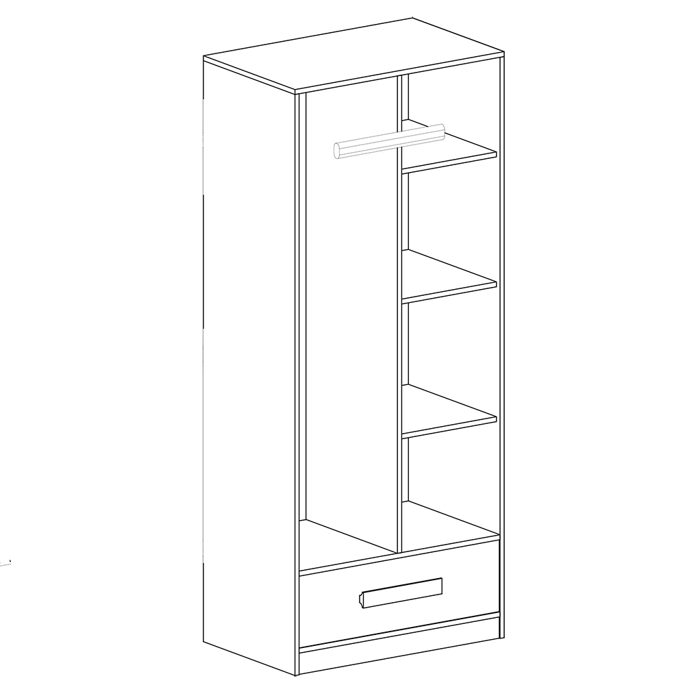 Guliver r | šatní skříň 1 | růžová lesk | RŮZNÉ ÚCHYTY