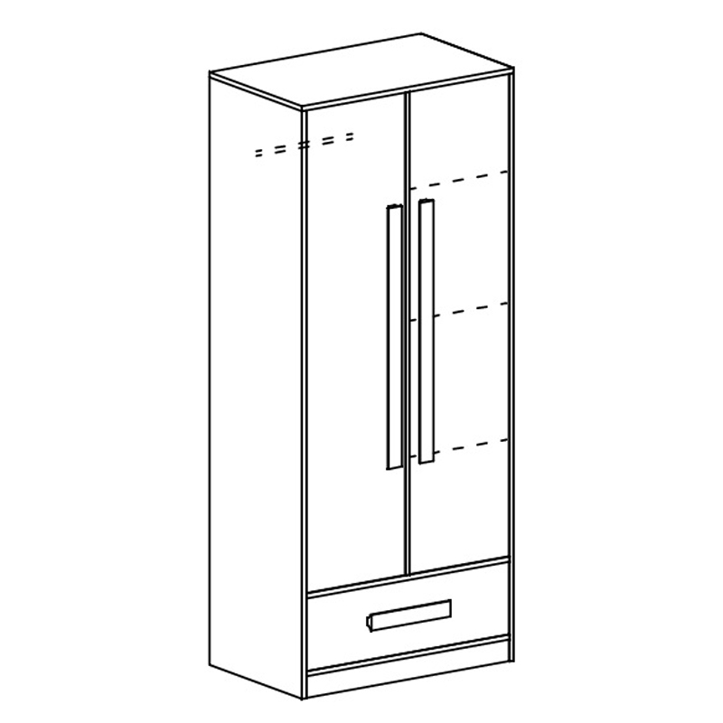 Guliver t | šatní skříň 1 | tyrkys lesk | RŮZNÉ ÚCHYTY