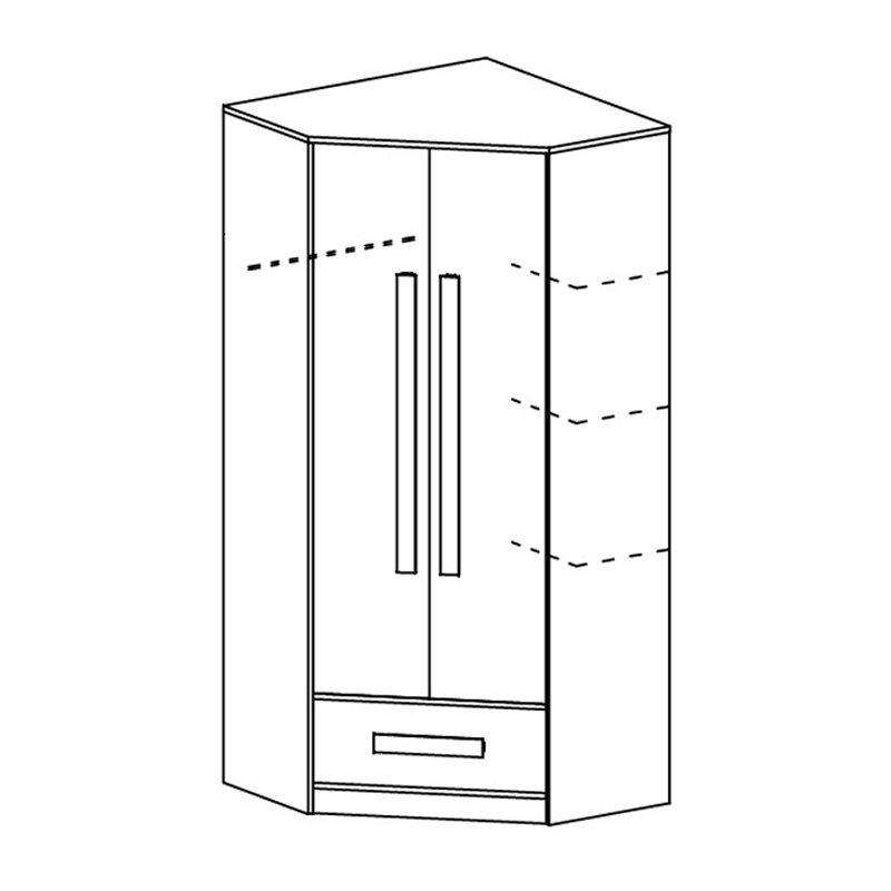 Guliver r | šatní skříň rohová 2 | růžová lesk | RŮZNÉ ÚCHYTY