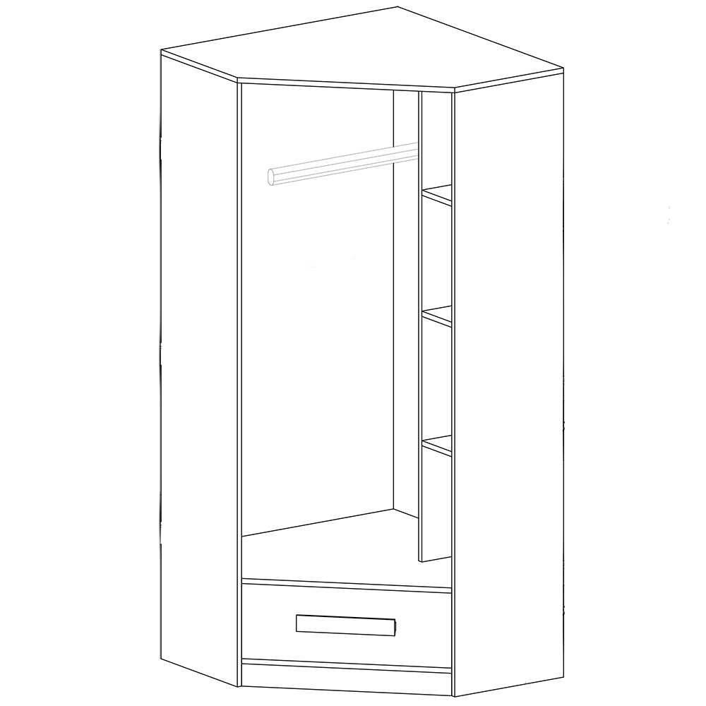 Guliver t | šatní skříň rohová 2 | tyrkys lesk | RŮZNÉ ÚCHYTY