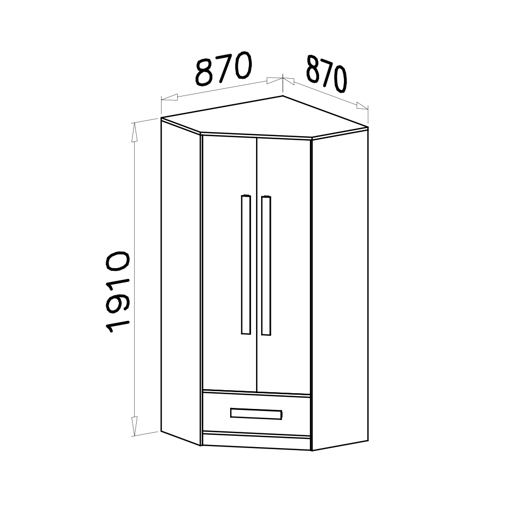 Guliver t | šatní skříň rohová 2 | tyrkys lesk | RŮZNÉ ÚCHYTY