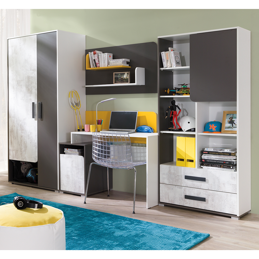 BRUNO | regál 2 | 80 cm | bílá/grafit/enigma