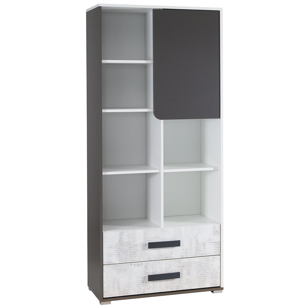 BRUNO | regál 2 | 80 cm | bílá/grafit/enigma