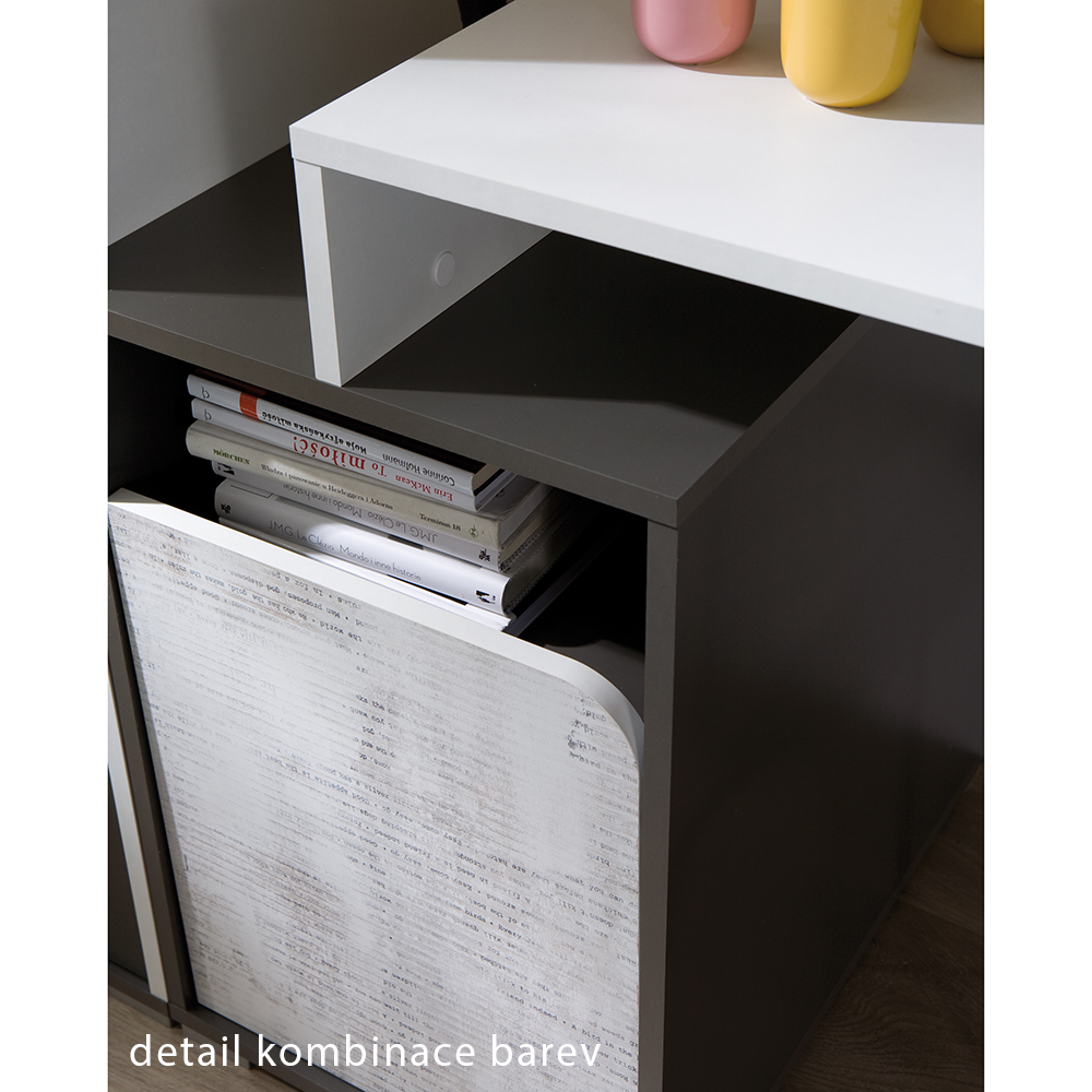 BRUNO | regál 2 | 80 cm | bílá/grafit/enigma