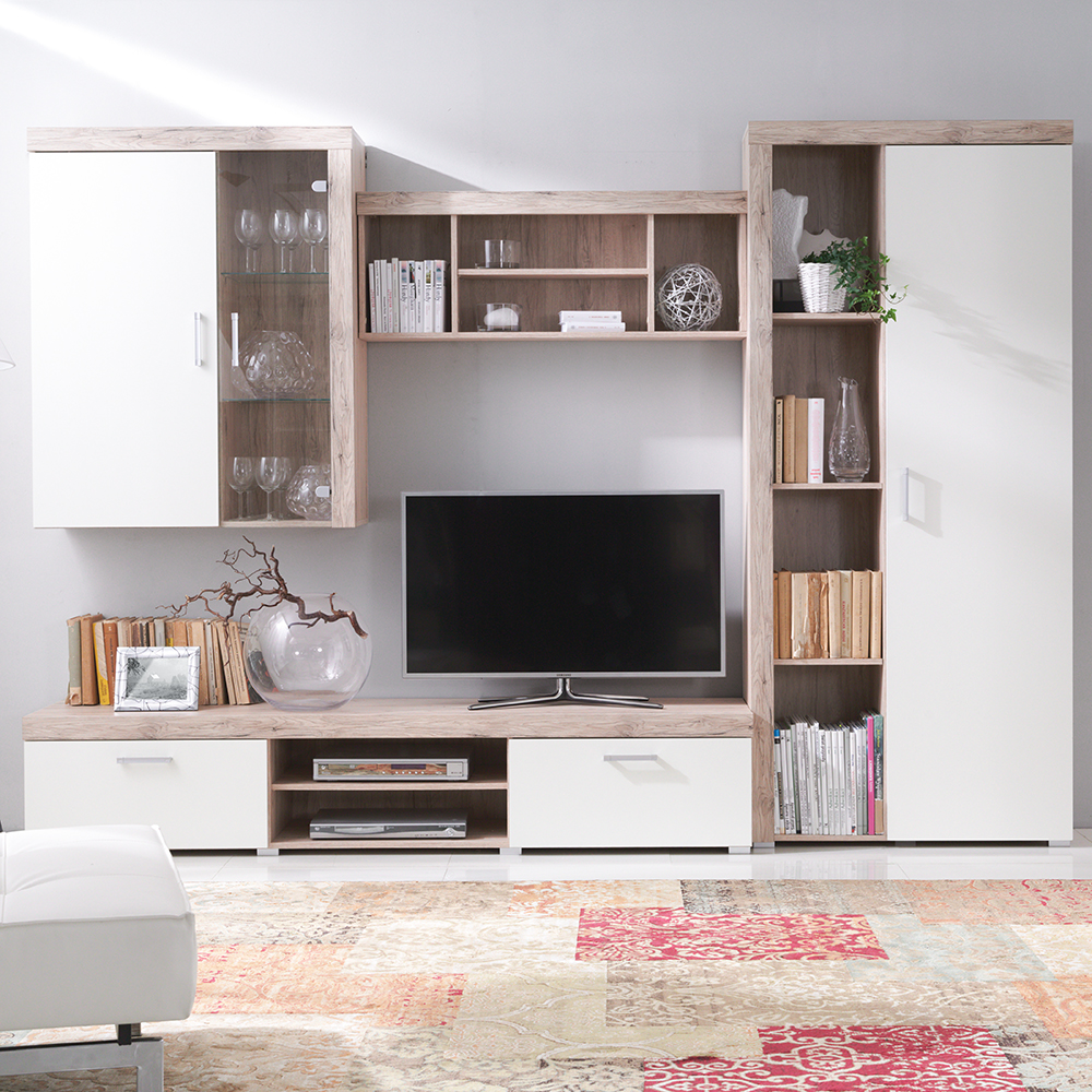 Obývací stěna se skříní SAMBA k | sestava B | 5 dílů | san marino/krémová