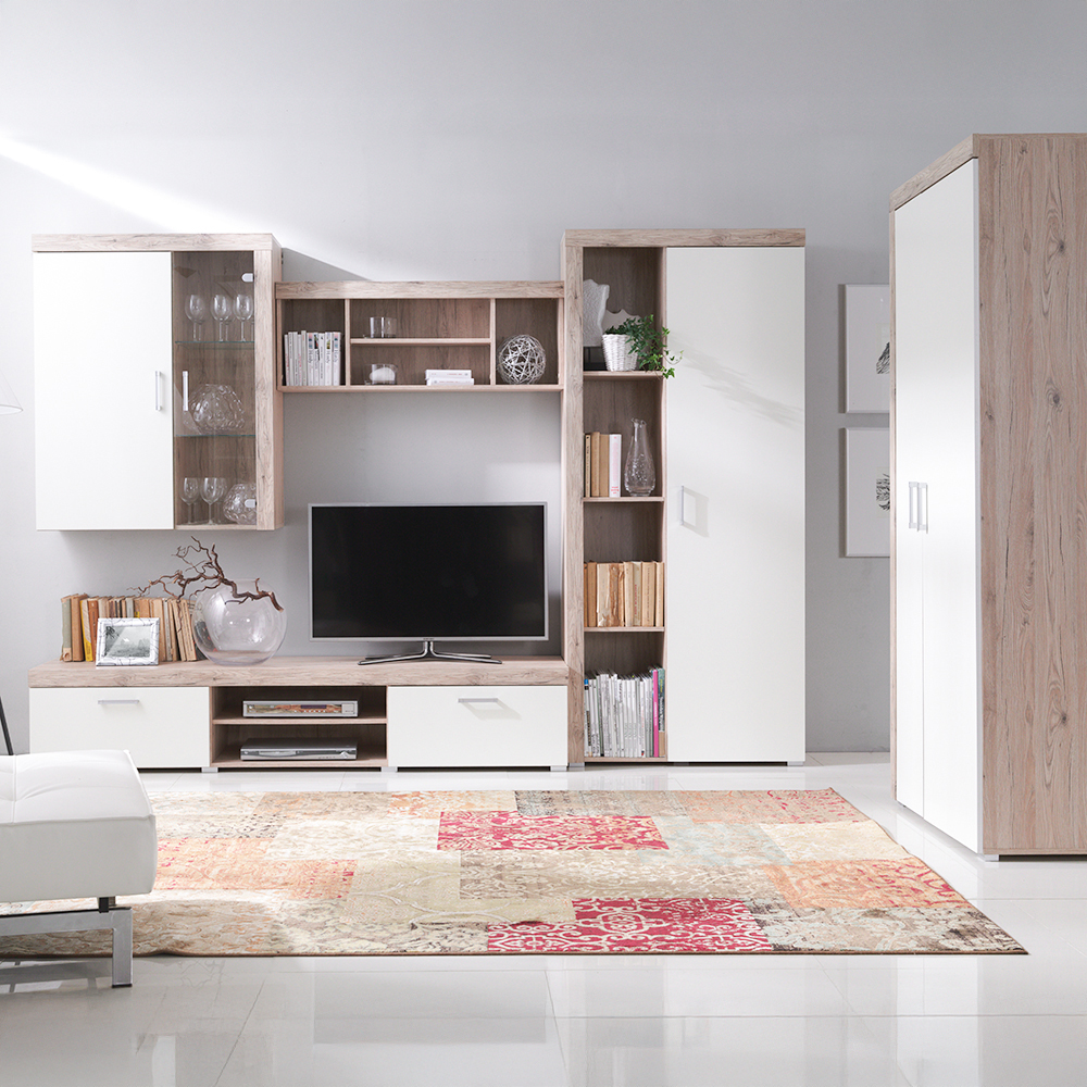 Obývací stěna se skříní SAMBA k | sestava B | 5 dílů | san marino/krémová