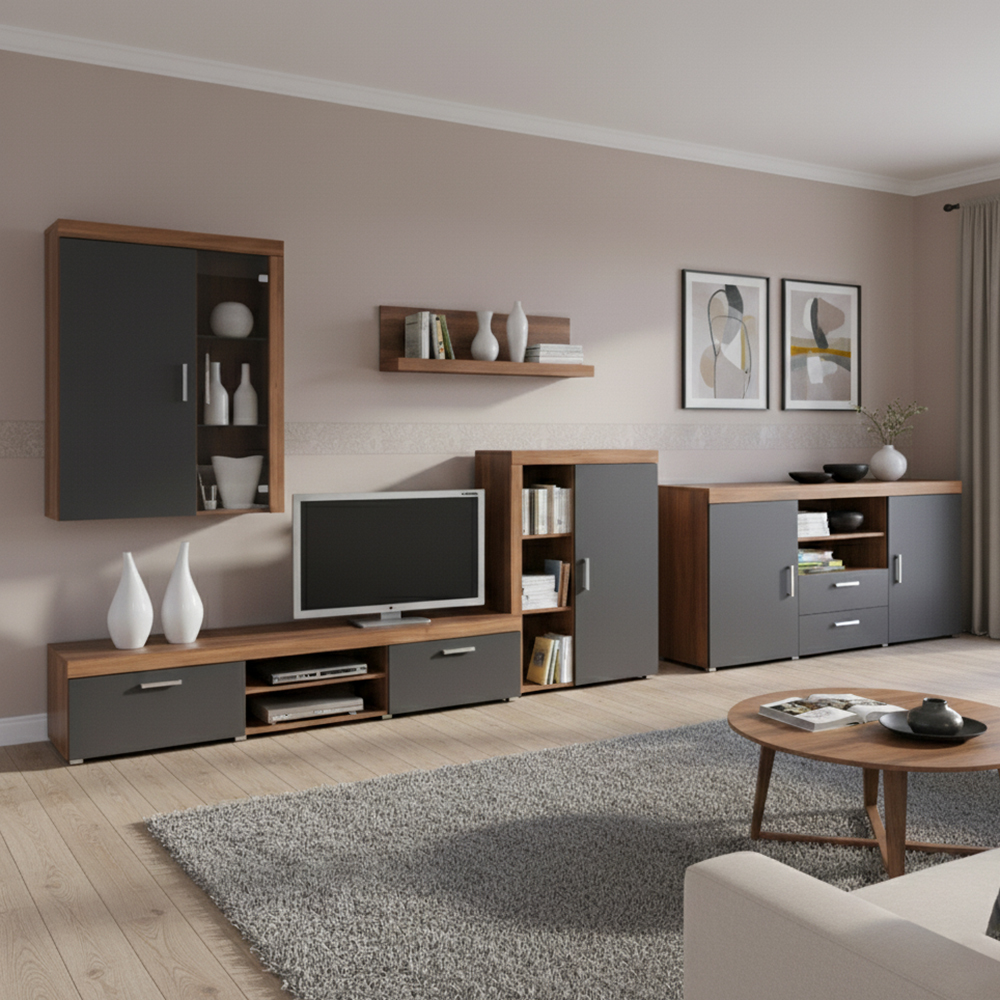 Obývací stěna Samba C - švestka/grafit