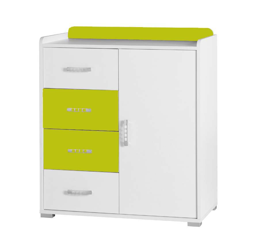 Nemo - komoda 6 - bílá/seledyn