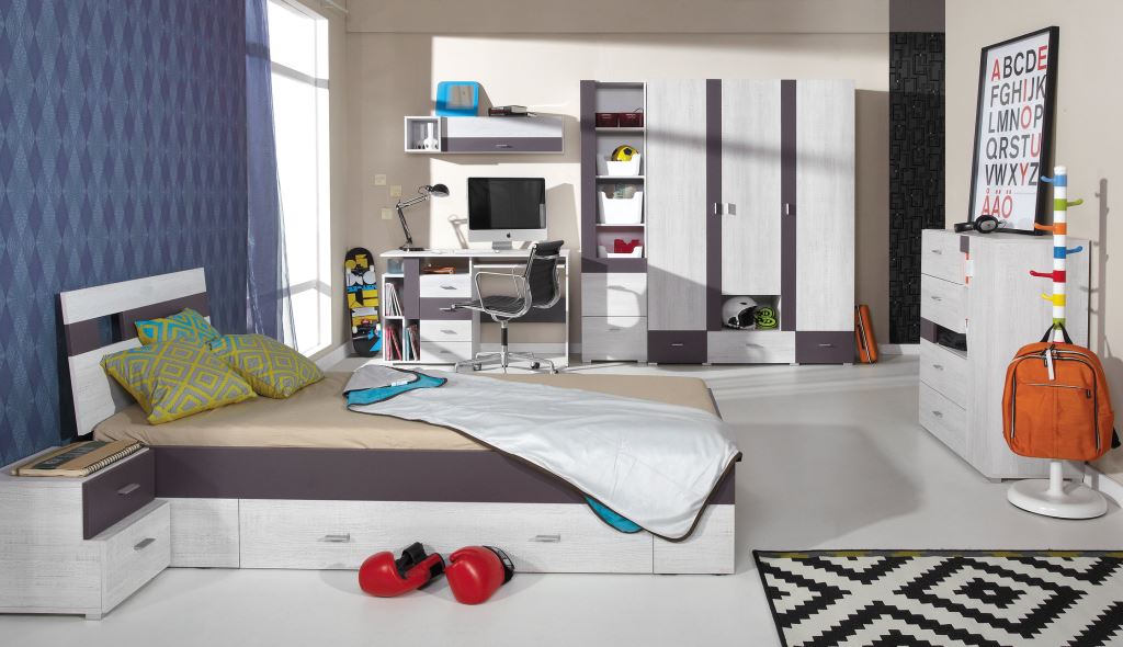 NEXT v | komoda NX11 | borovice bělená/viola fialová