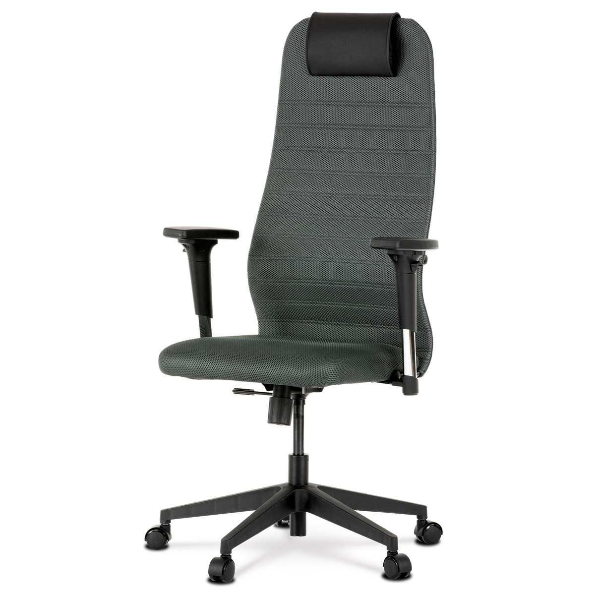 Kancelářské křeslo, potah šedá látka a ekokůže, houpací mechanismus,2D područky