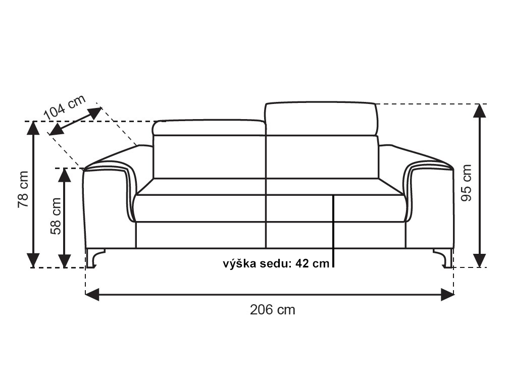 Pohovka Genova 3 | 206 cm | nerozkládací | VÝBĚR TKANIN