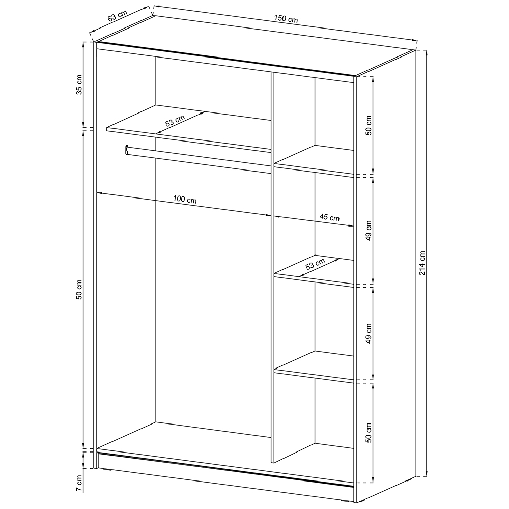 Skříň MIKA I - 150 cm - bílá