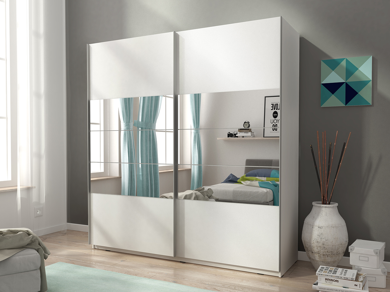 Skříň MIKA I - 200 cm - bílá