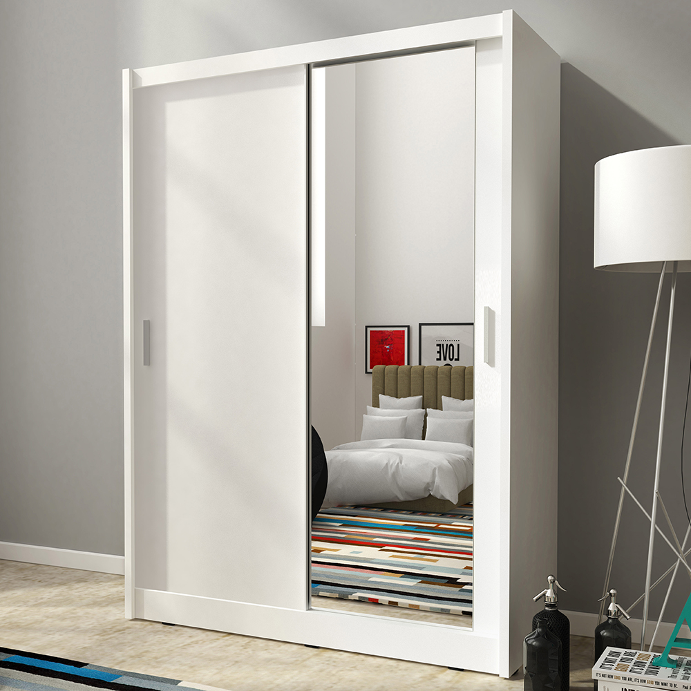 Skříň MAJA - 130 cm | bílá/1x zrcadlo