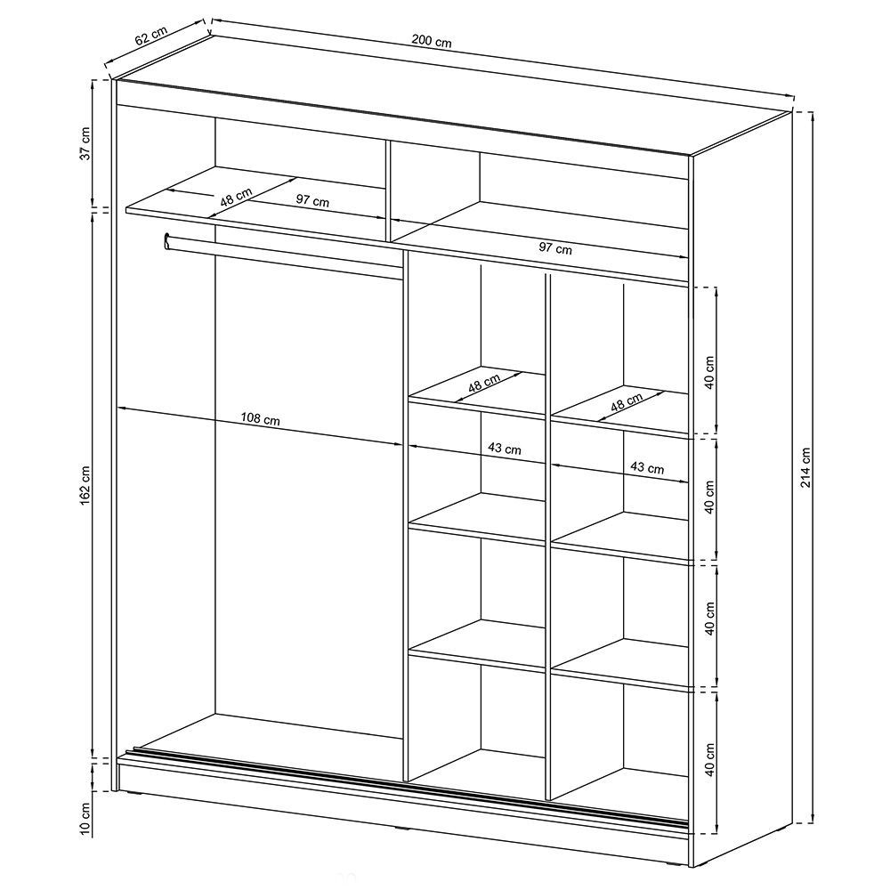 Skříň MAJA VI | 200 cm | se zrcadly | sonoma