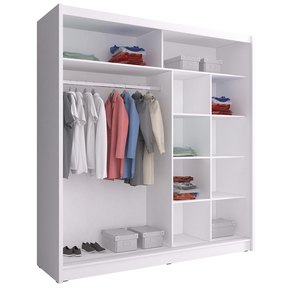 Skříň MAJA VI | 200 cm | se zrcadly | bílá