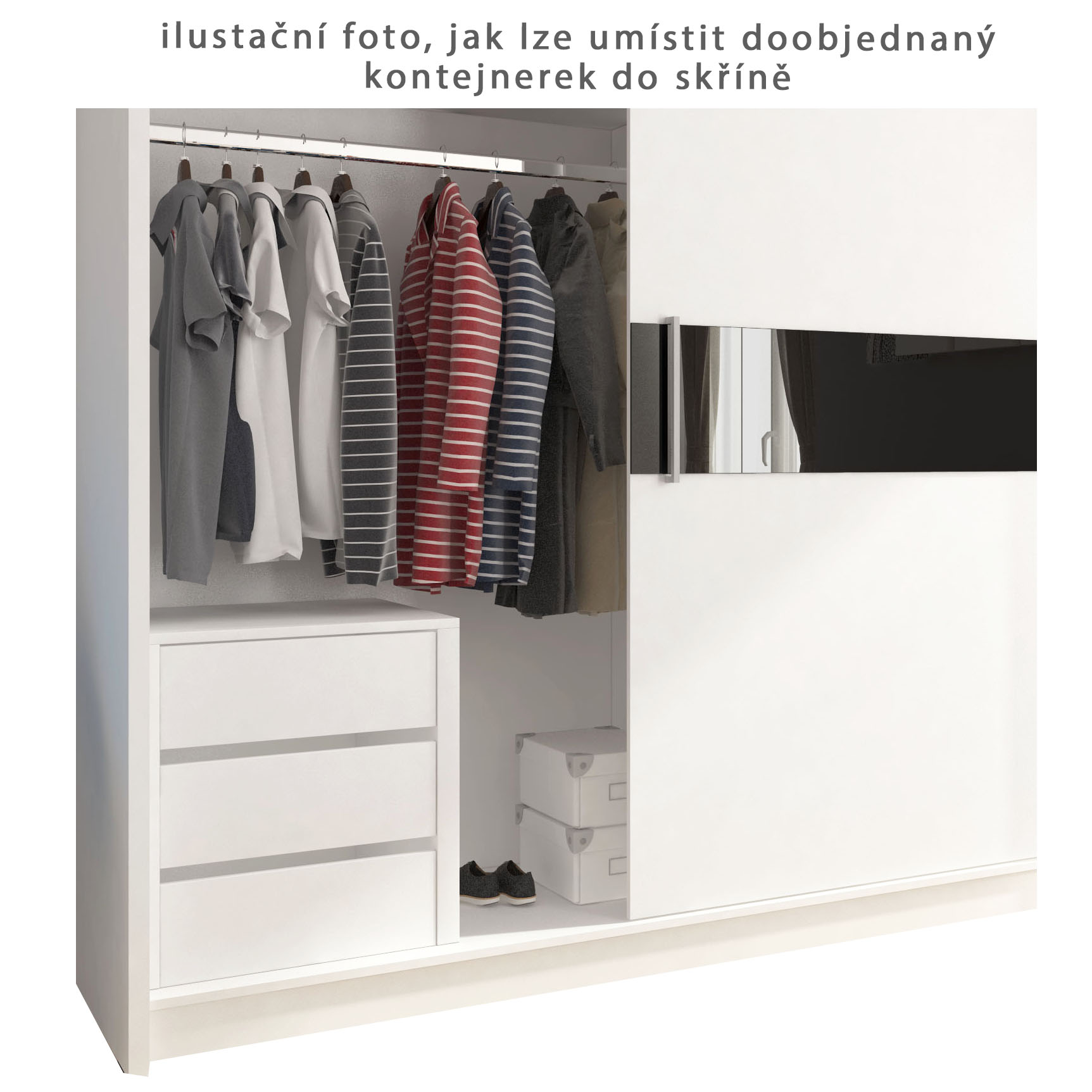 Skříň MAJA VI | 200 cm | se zrcadly | bílá