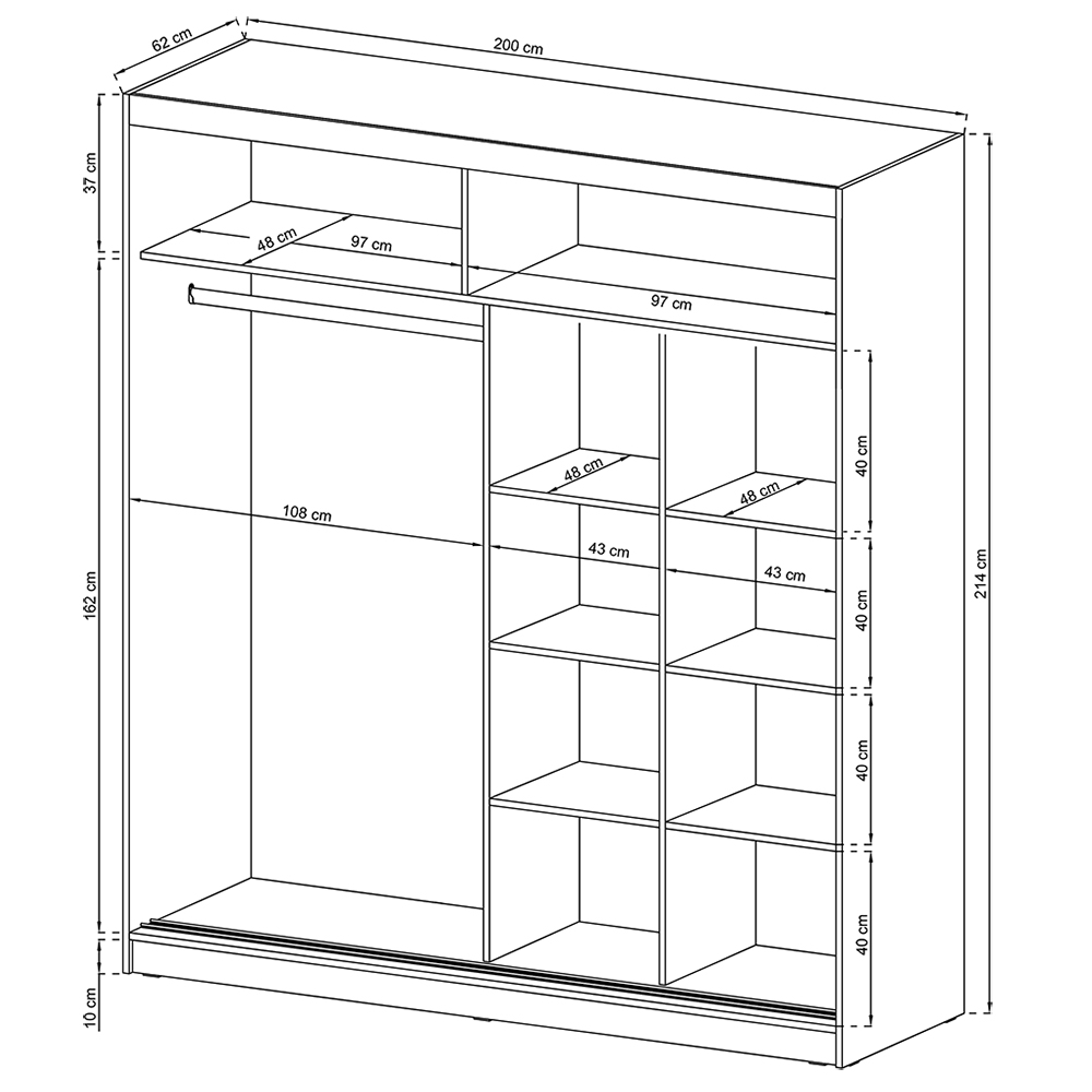 Skříň MAJA VII - 200 cm - bílá