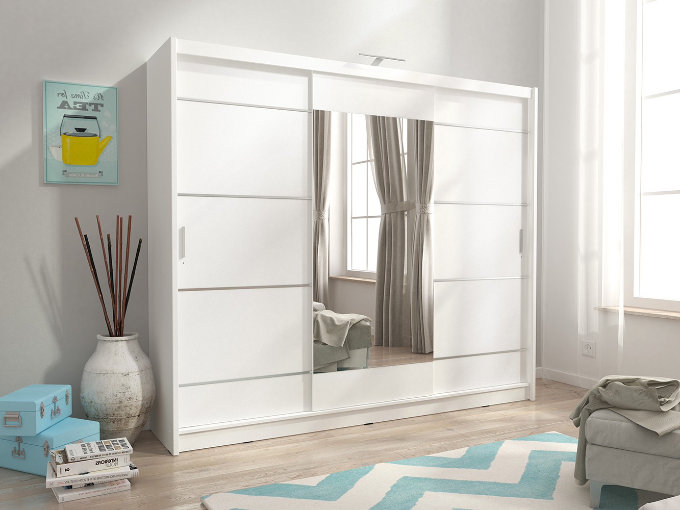 Skříň WIKI ALU - 250 + LED osvětlení - bílá