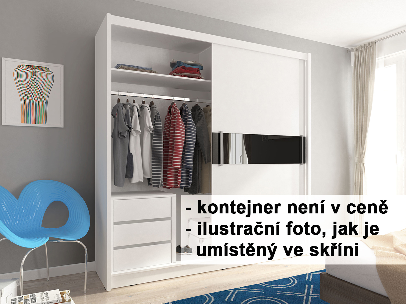 Skříň WIKI - 180 cm - bílá