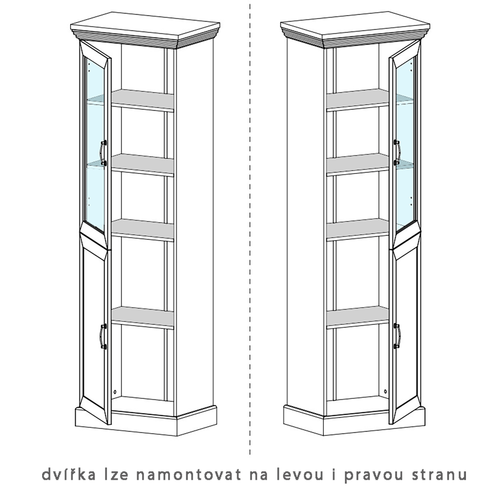 ROYAL r | vitrína W1D | 57 cm | UNI provedení | borovice nordická