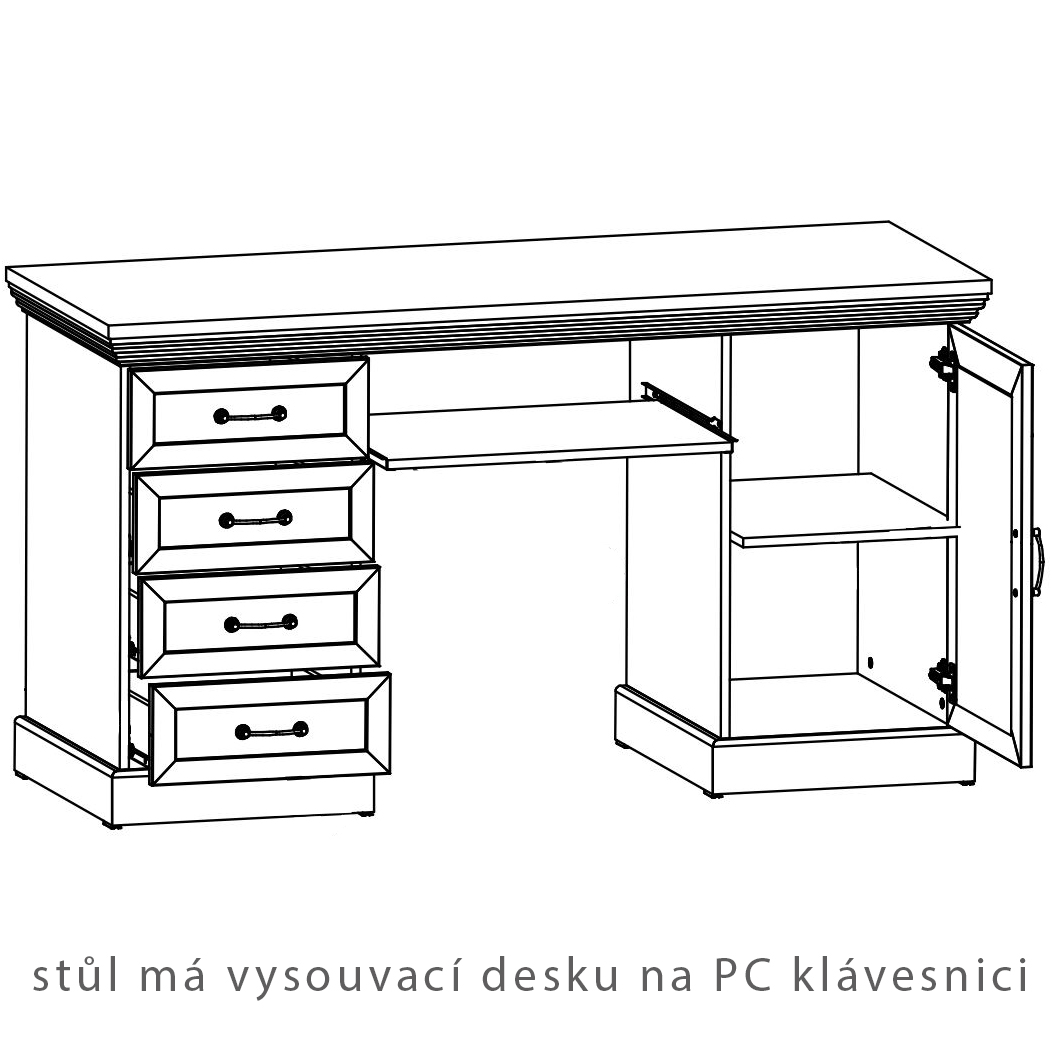 ROYAL r | psací stůl B1 | 147 cm | borovice nordická