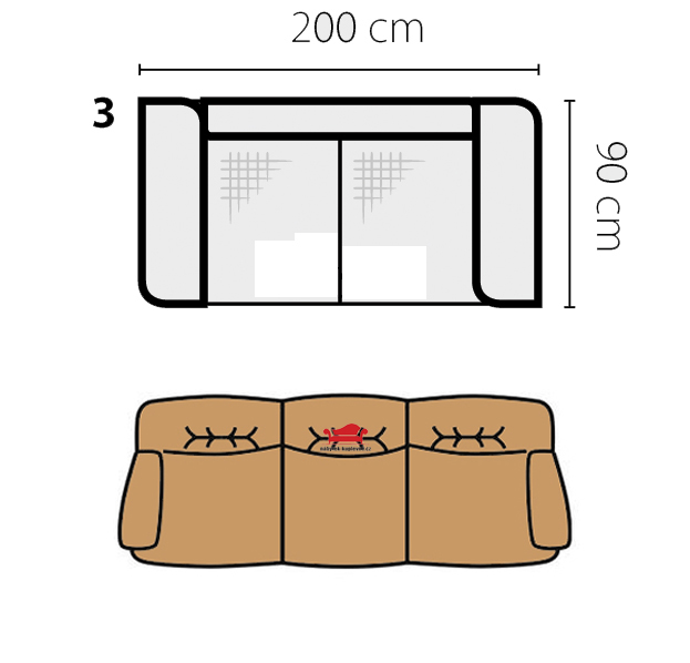 Pohovka Dubai sofa 3 | 200 cm | bez funkce | VÝBĚR TKANIN