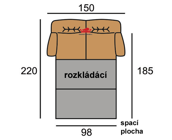 Pohovka Dubai 2F | 150 cm | rozkládací + úložný prostor | VÝBĚR TKANIN