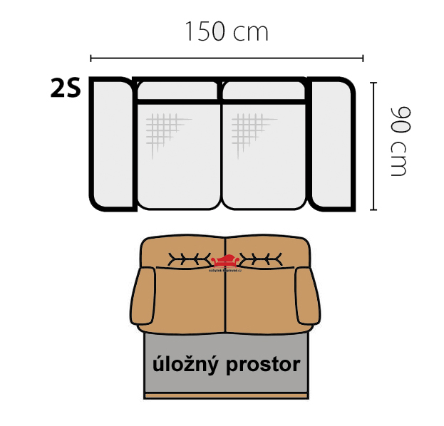 Pohovka Dubai sofa 2S | 150 cm | s úložným prostorem | VÝBĚR TKANIN