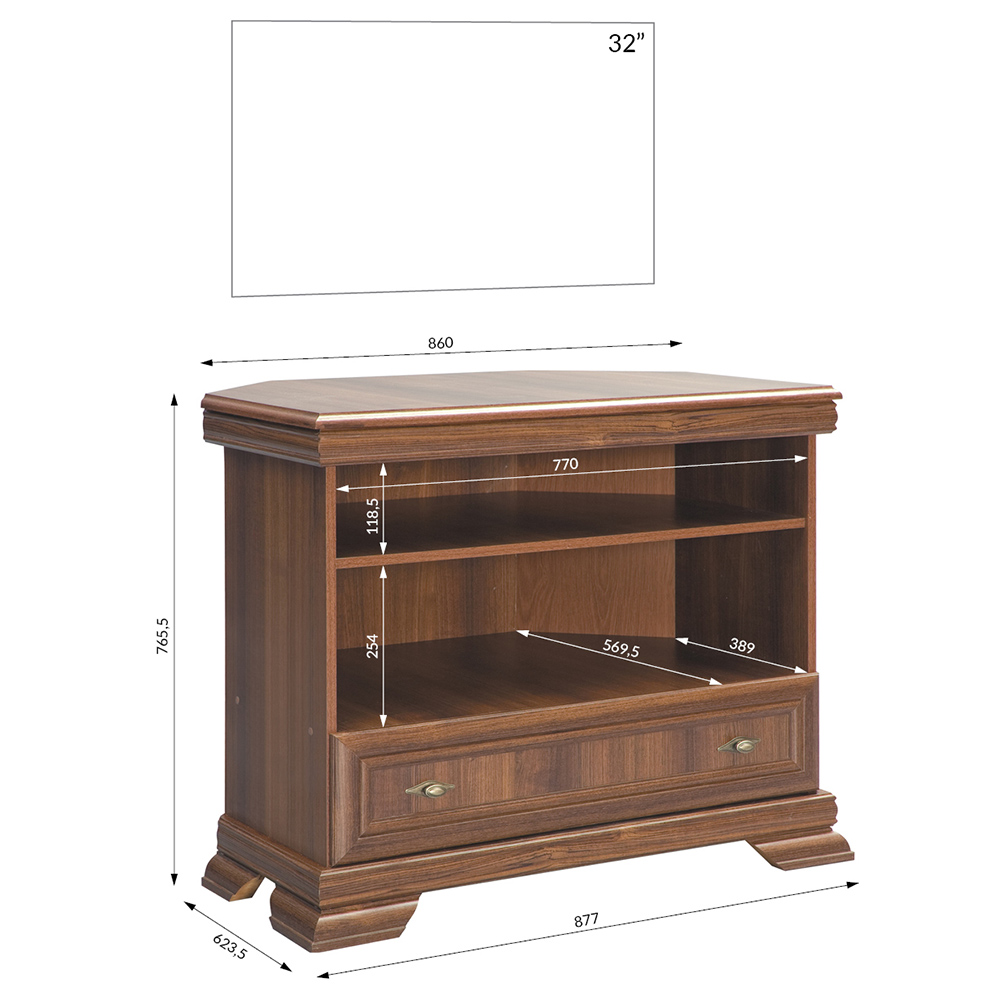 KORA s | TV stolek KRTN rohový | 86 cm | samoa king