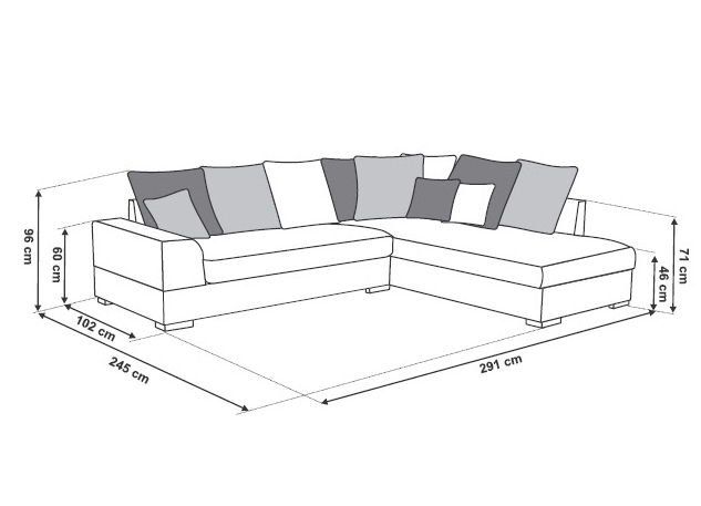 Sedací souprava Fano - 291x245 cm - nerozkládací + bez úložného prostoru - VÝBĚR TKANIN