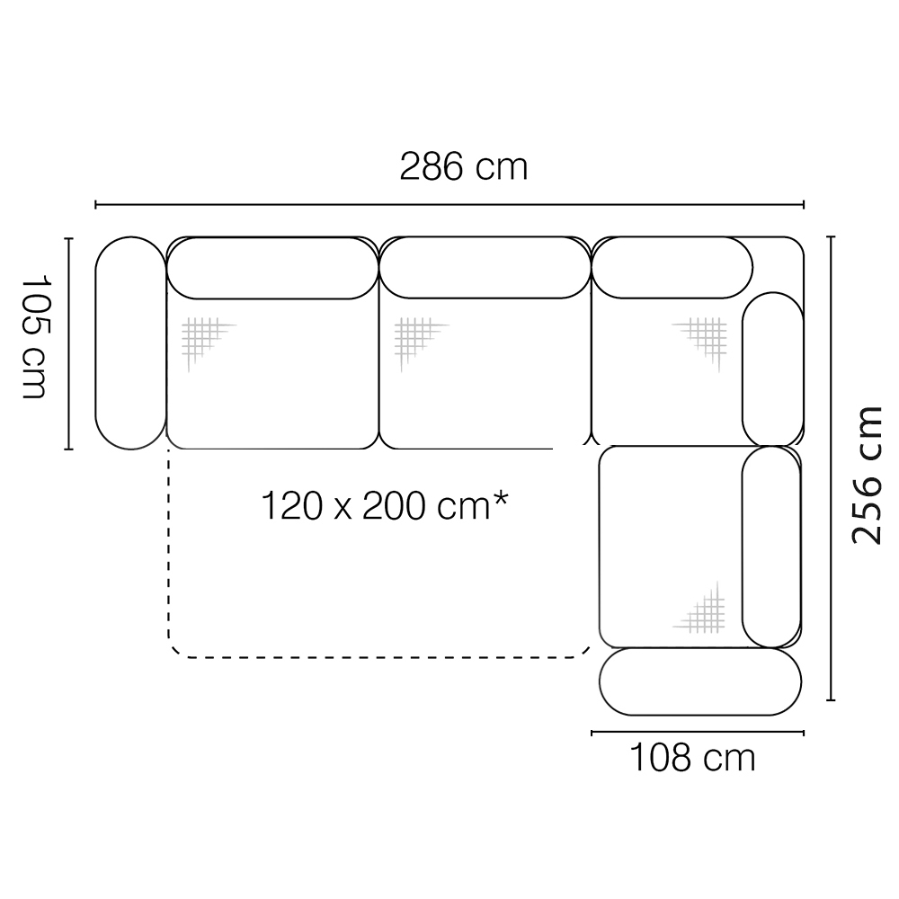 Sedací souprava ROSSO | 286x256 | ROZKLÁDACÍ | pravá | VÝBĚR TKANIN