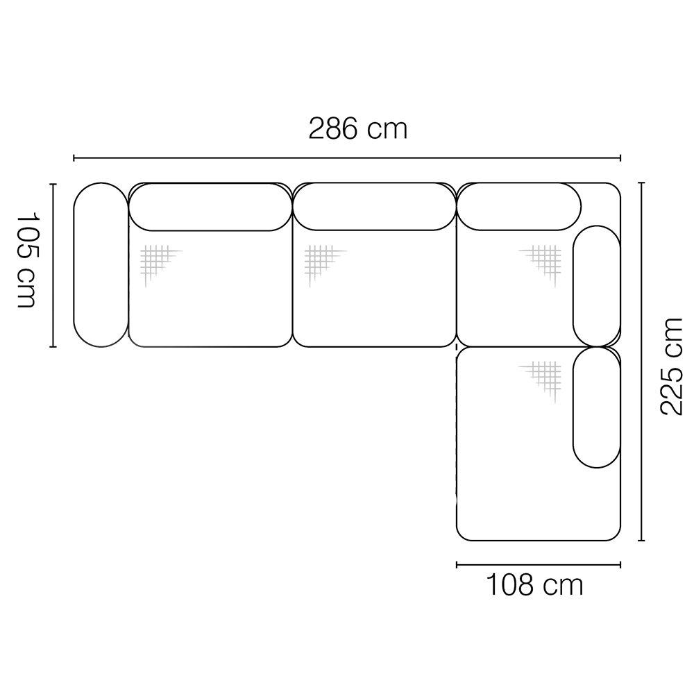 Sedací souprava ROSSO | 286x225 | NEROZKLÁDACÍ | pravá | VÝBĚR TKANIN