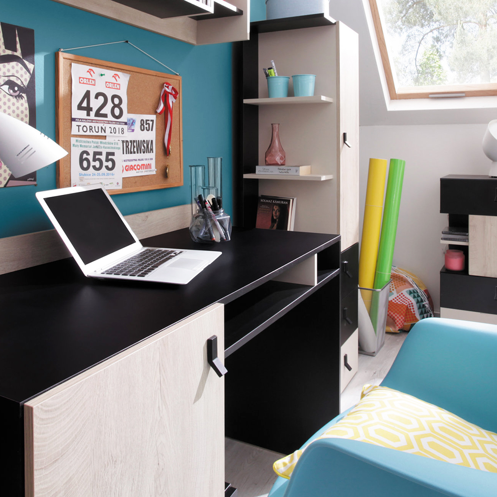 PLANET č | regál PL5 | 60 cm | černá/dub/béžová