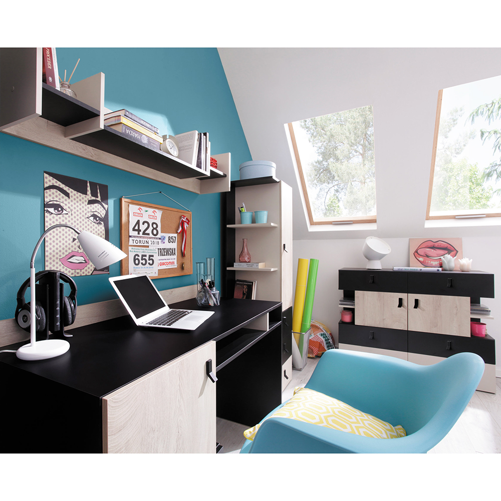 PLANET č | regál PL7 | 45 cm | černá/dub/béžová