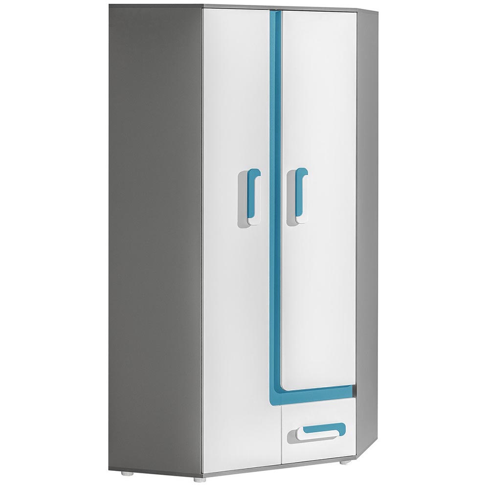 Apetito T | rohová šatní skříň 2 | 90 cm | tyrkys