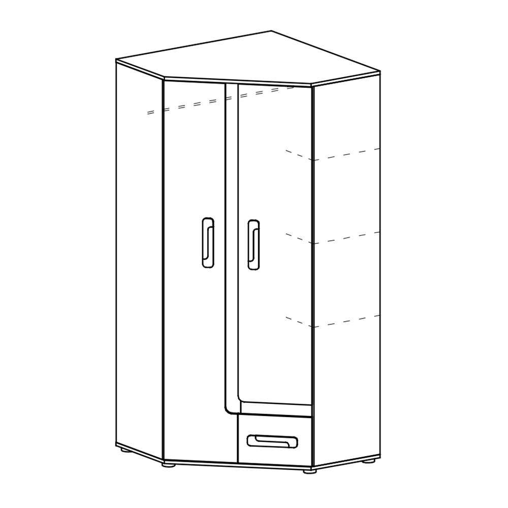 Apetito T | rohová šatní skříň 2 | 90 cm | tyrkys