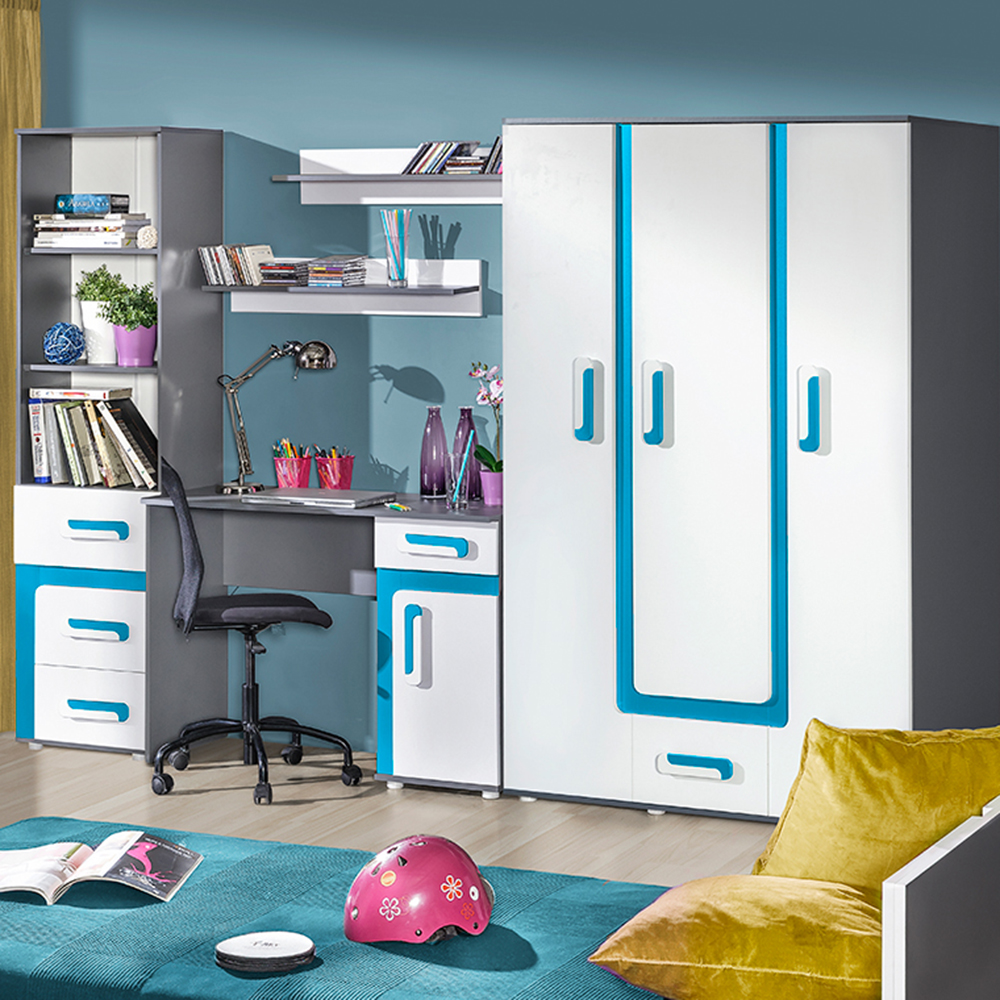 Apetito T | rohová šatní skříň 2 | 90 cm | tyrkys