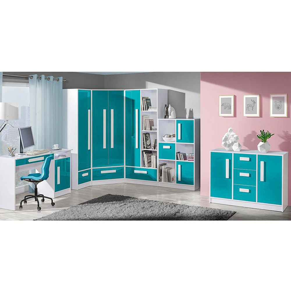 Guliver t | šatní skříň 12 | tyrkys lesk | RŮZNÉ ÚCHYTY