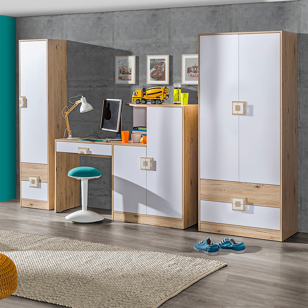 Nico D | rohová šatní skříň 2 | dub světlý