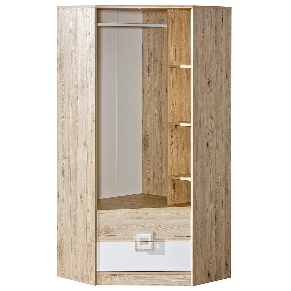 Nico D | rohová šatní skříň 2 | dub světlý