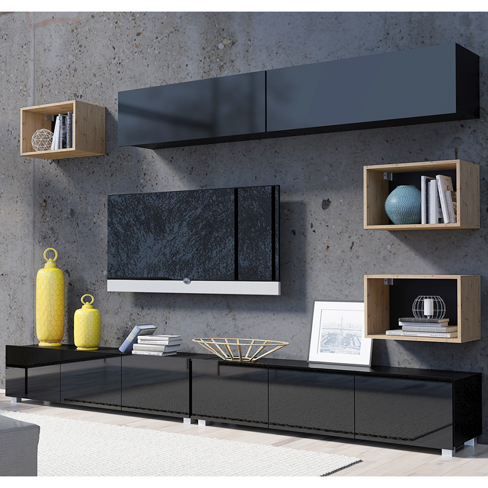 CALABRINI c | noční stolek | 40 cm | černá lesk