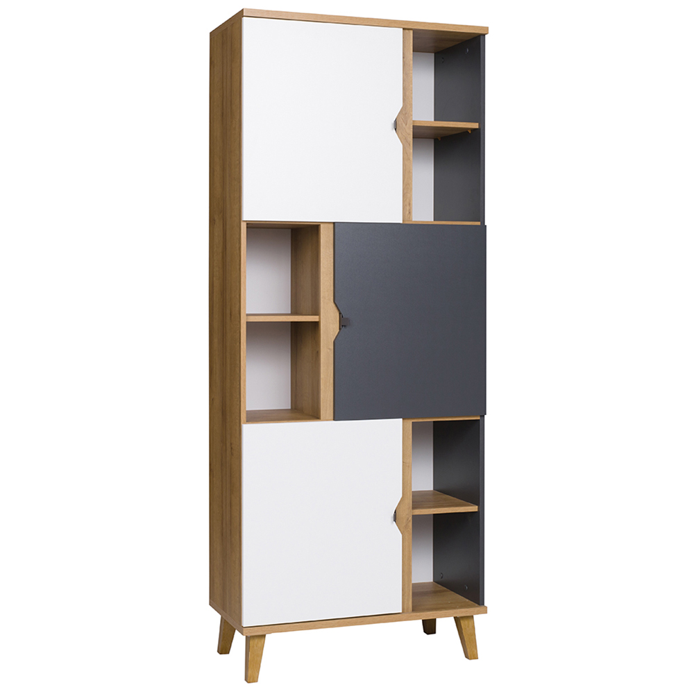 MEMONE | regál M-07 | 80 cm | dub zlatý/bílá/grafit