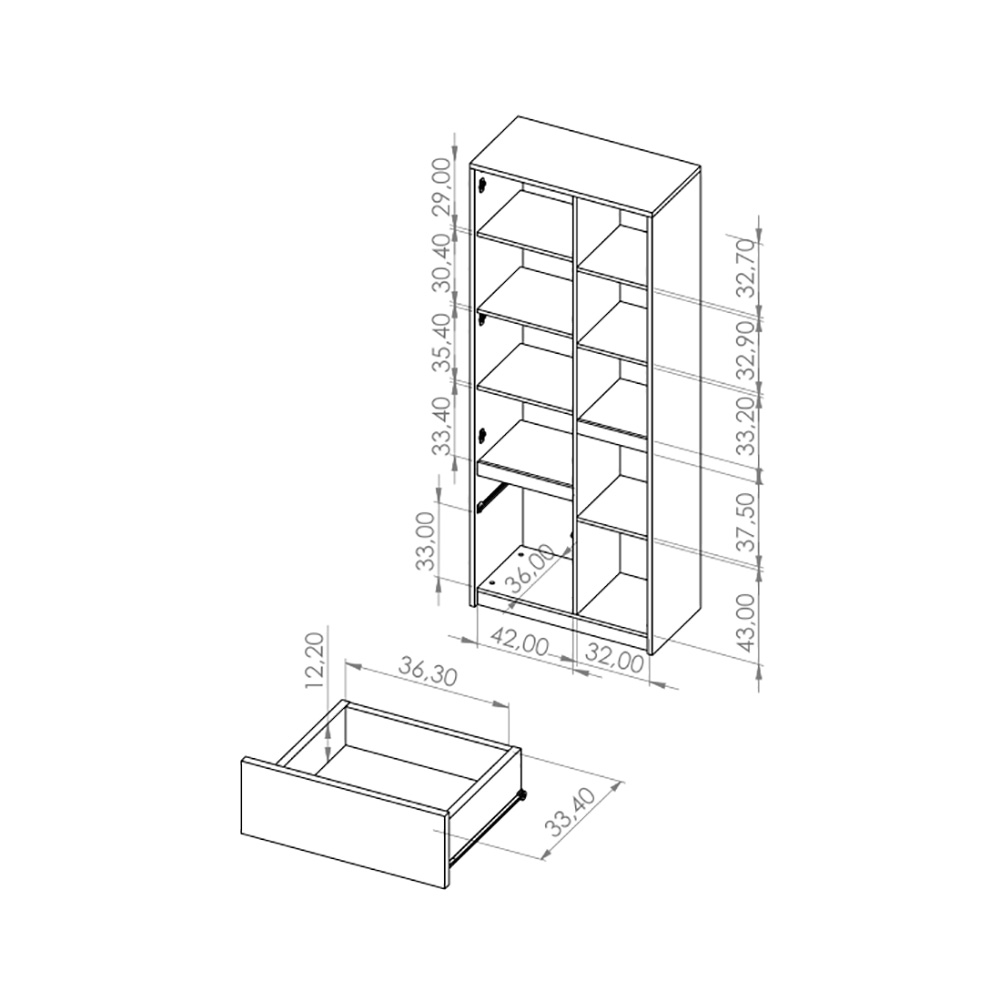DENVER mc | regál R2D1SZ | 80 CM | dub monastery / černá lesk